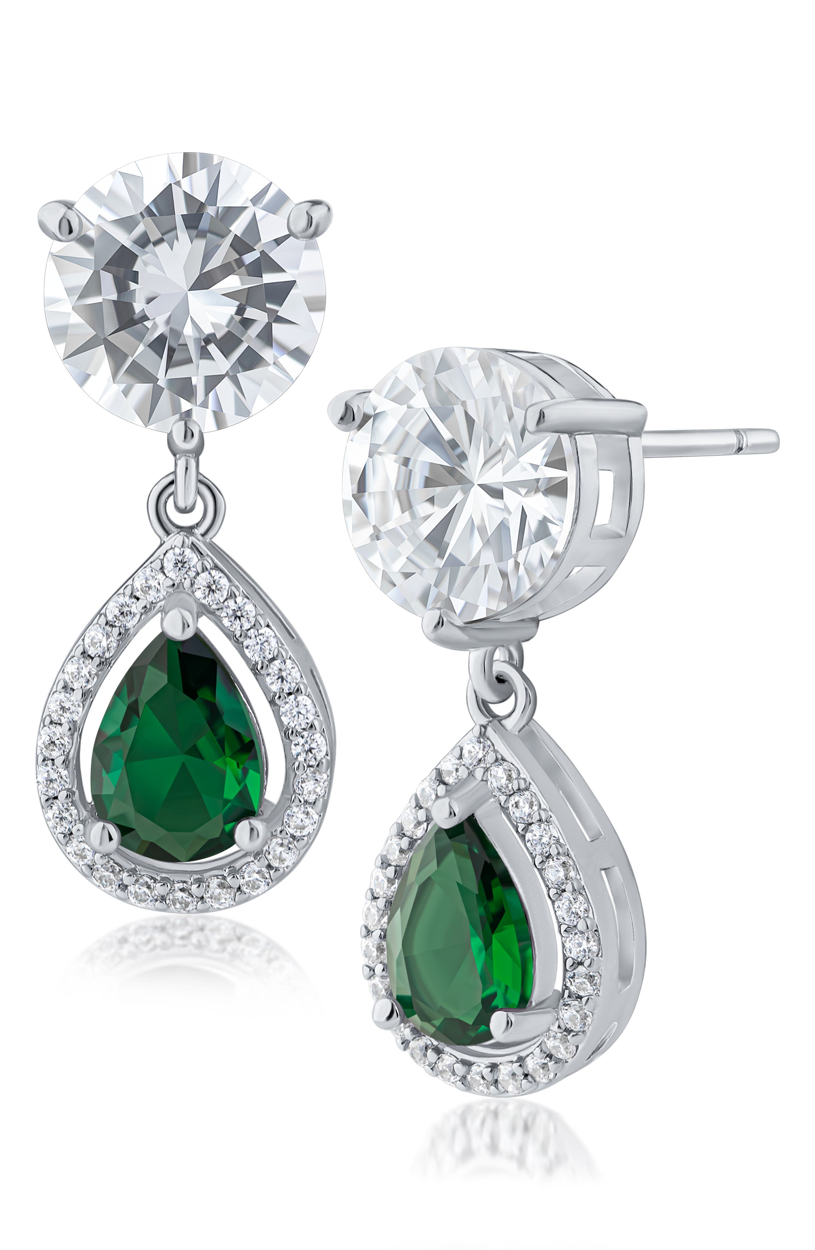 CZ by Kenneth Jay Lane Cubic Zirconia Halo Drop Earrings