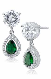 CZ by Kenneth Jay Lane Cubic Zirconia Halo Drop Earrings