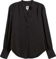 Anne Klein Textured Crepe Long Sleeve Top