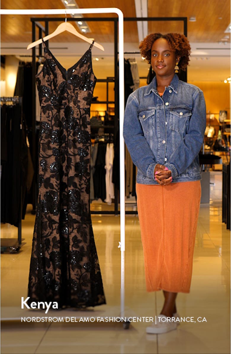 Sharon Floral Sequin Sleeveless Mermaid Gown, sales video thumbnail