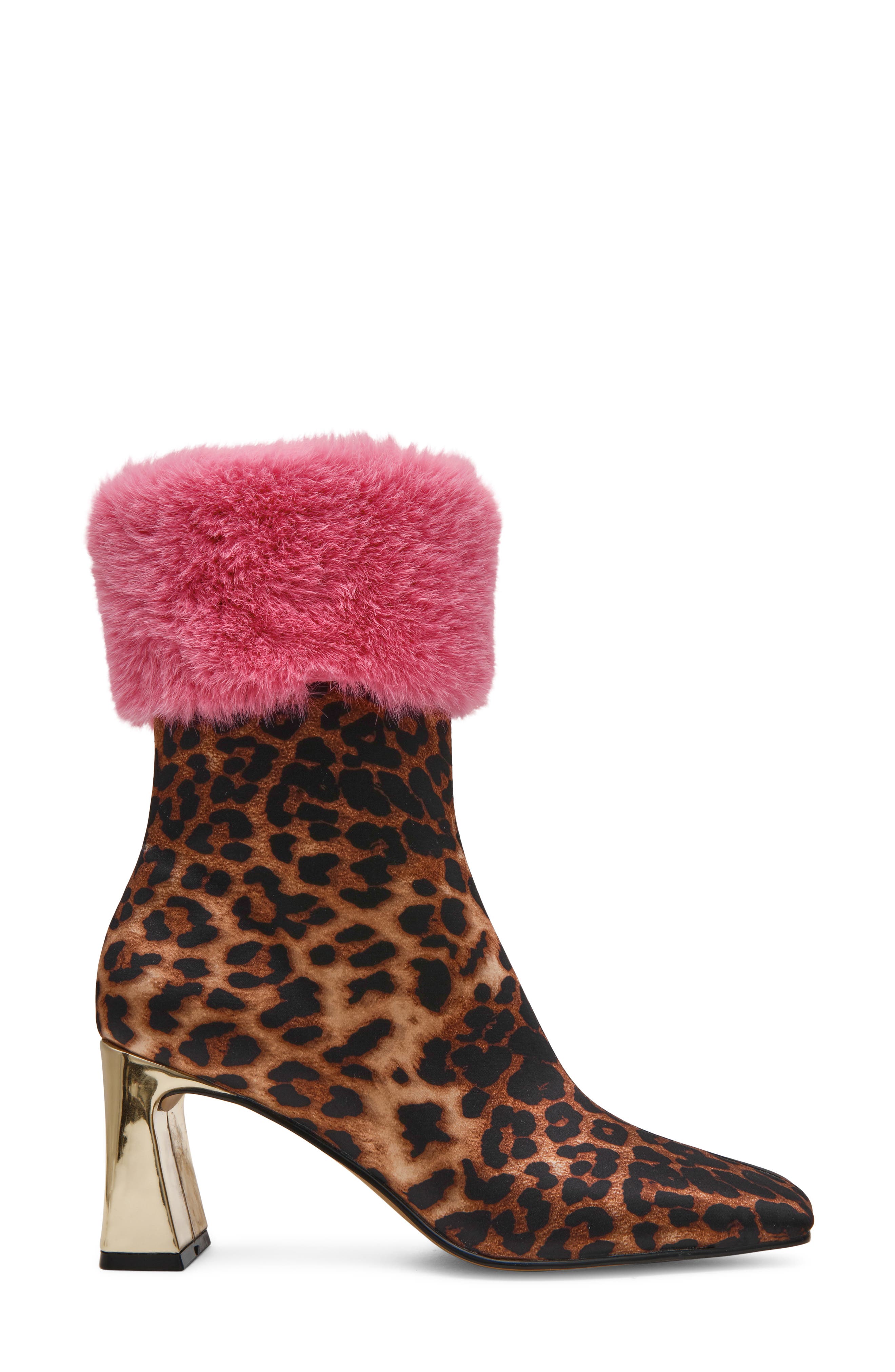 Vita Faux Fur Cuff Bootie, Alternate, color, LEOPARD MULTI