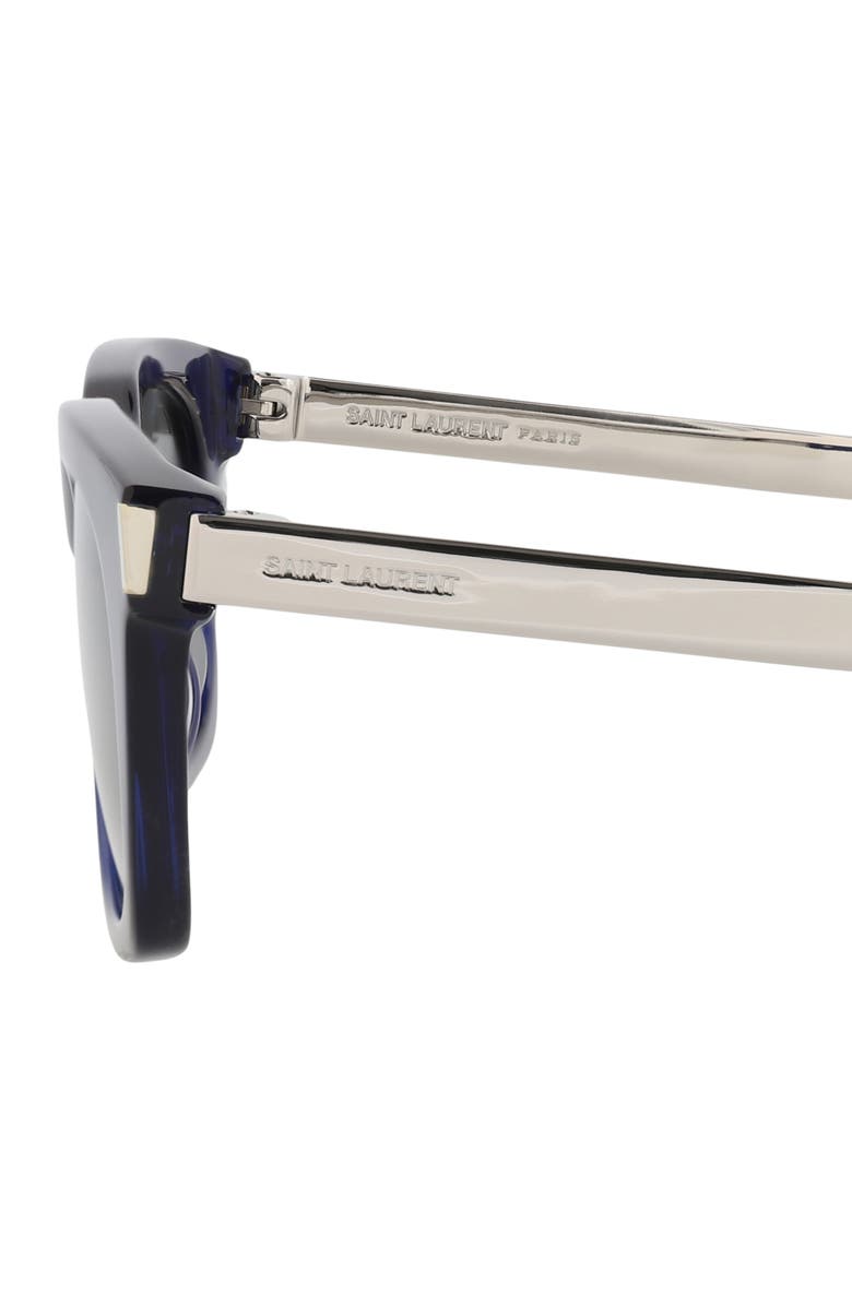 Saint Laurent 53mm Square Sunglasses, Alternate, color, Blue Silver