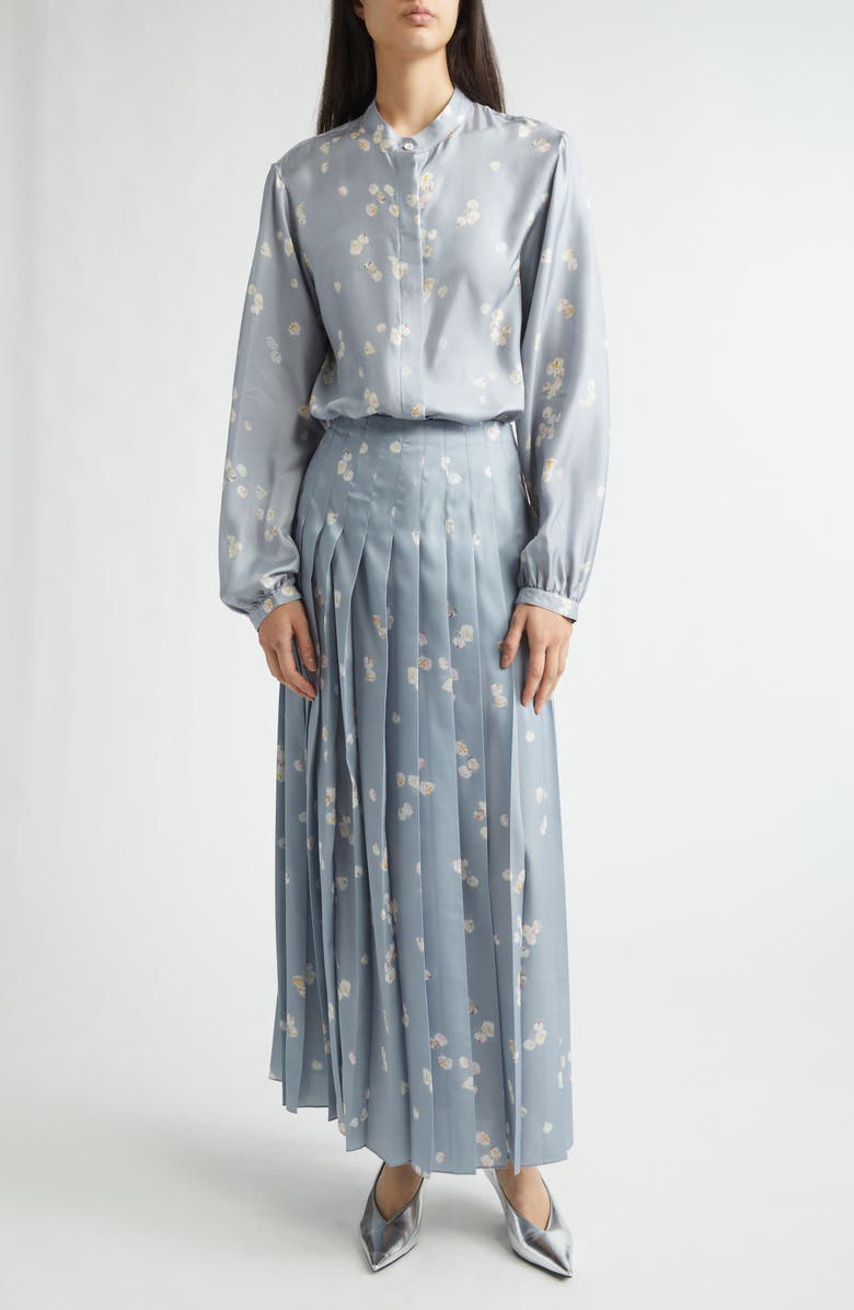 Altuzarra Monti Floral Pleated Skirt, Alternate, color, 416067 Storm Petals