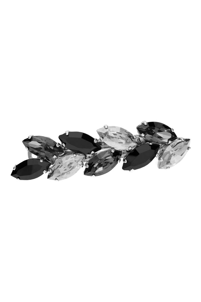 Small Ivy Swarovski Crystal Barrette, Main, color, JET HEMATITE/ CRYSTAL
