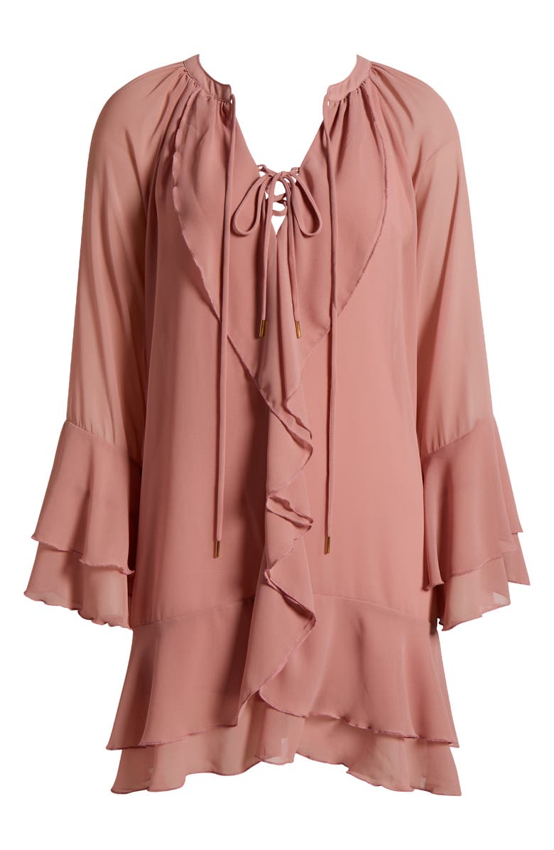 Open Edit Ruffle Long Sleeve Chiffon Dress, Alternate, color, Pink Timber