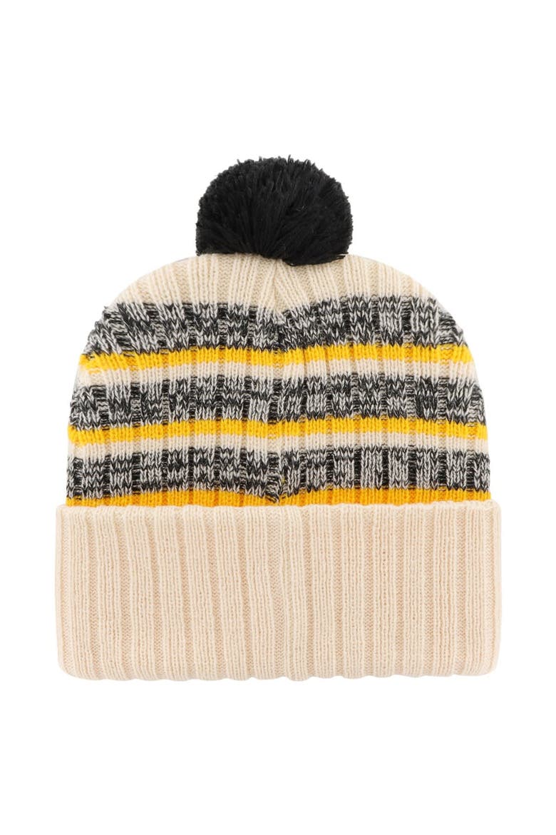 Men's '47  Natural Pittsburgh Steelers  Tavern Cuffed Knit Hat with Pom, Alternate, color, Cream