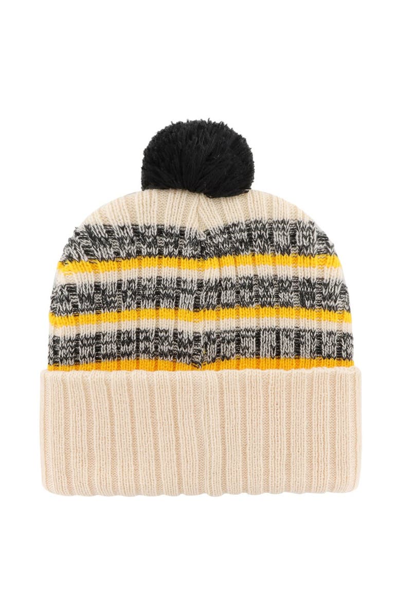 '47 Men's '47 Natural Pittsburgh Steelers Tavern Cuffed Knit Hat with Pom, Alternate, color,