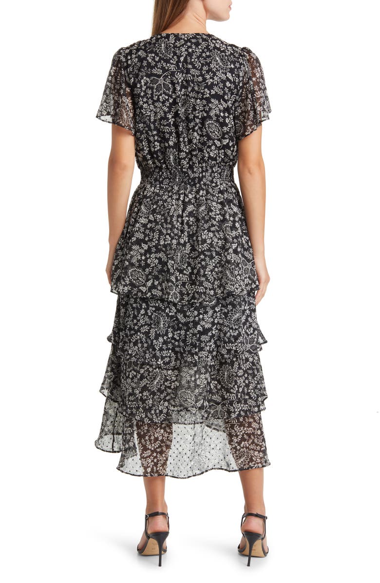 Vince Camuto Floral Print Tiered Chiffon Dress, Alternate, color,