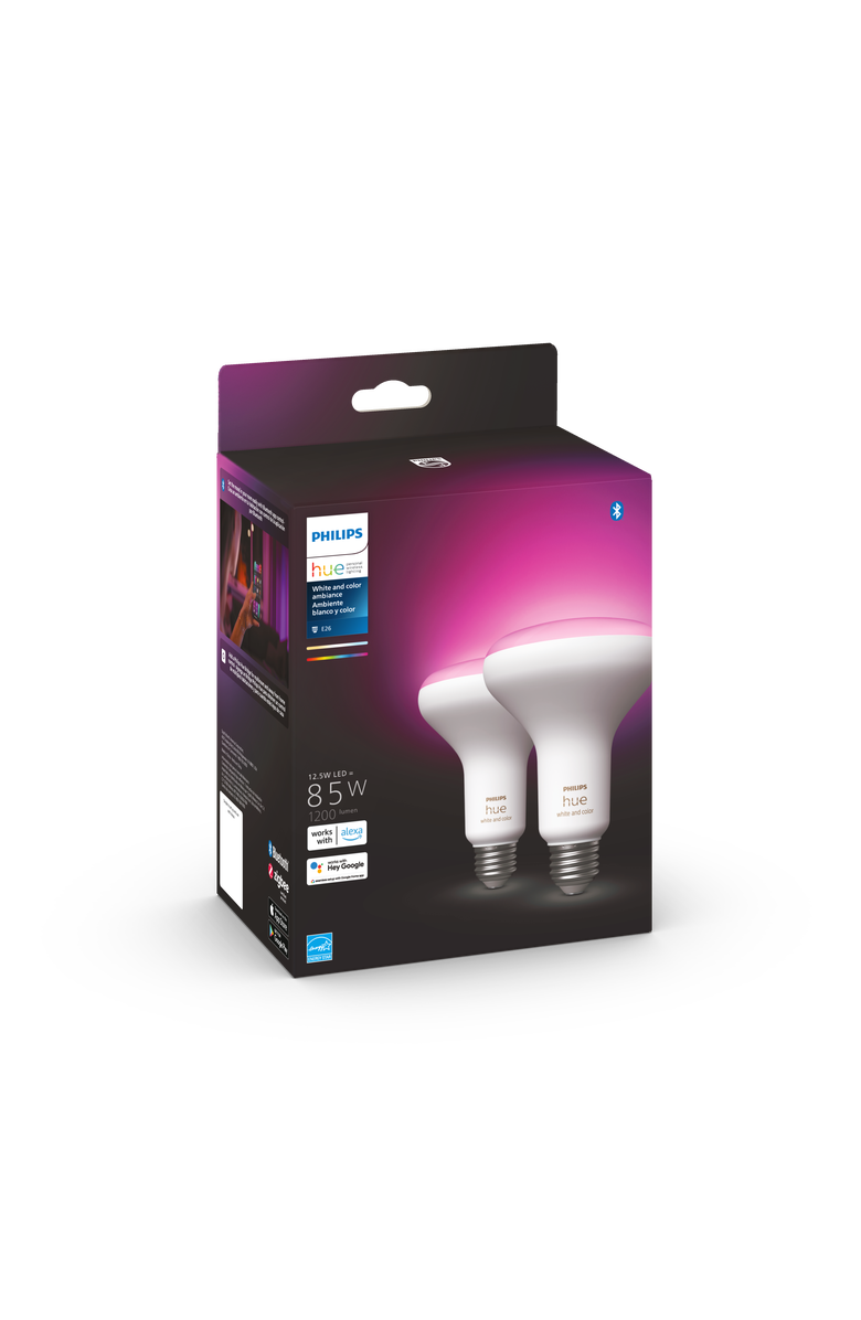 Philips Hue White Color Ambiance BR30 E26 Smart Light Bulbs 2-Pack, Alternate, color, NO COLOR