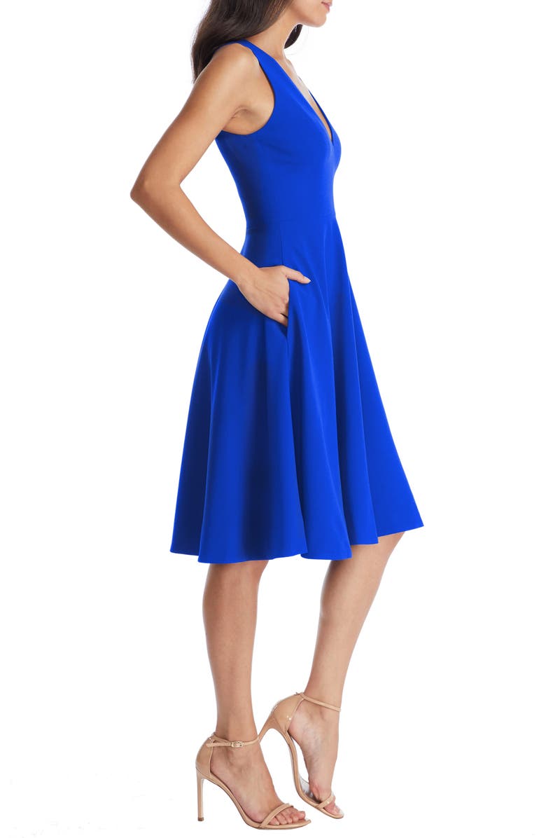 Dress the Population Catalina Fit & Flare Cocktail Dress, Alternate, color, Electric Blue