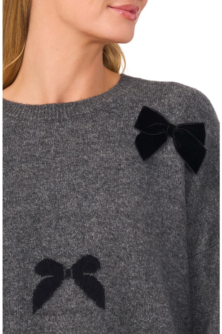 Bow Crewneck Sweater, Alternate, color, MEDIUM HEATHER GREY