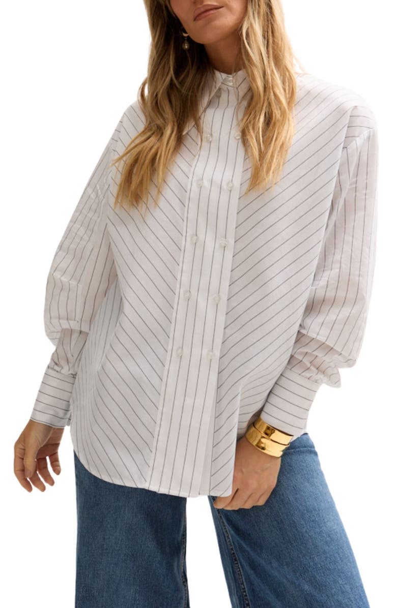 LILY AND LIONEL Dapper Double Placket Stripe Shirt, Alternate, color, White