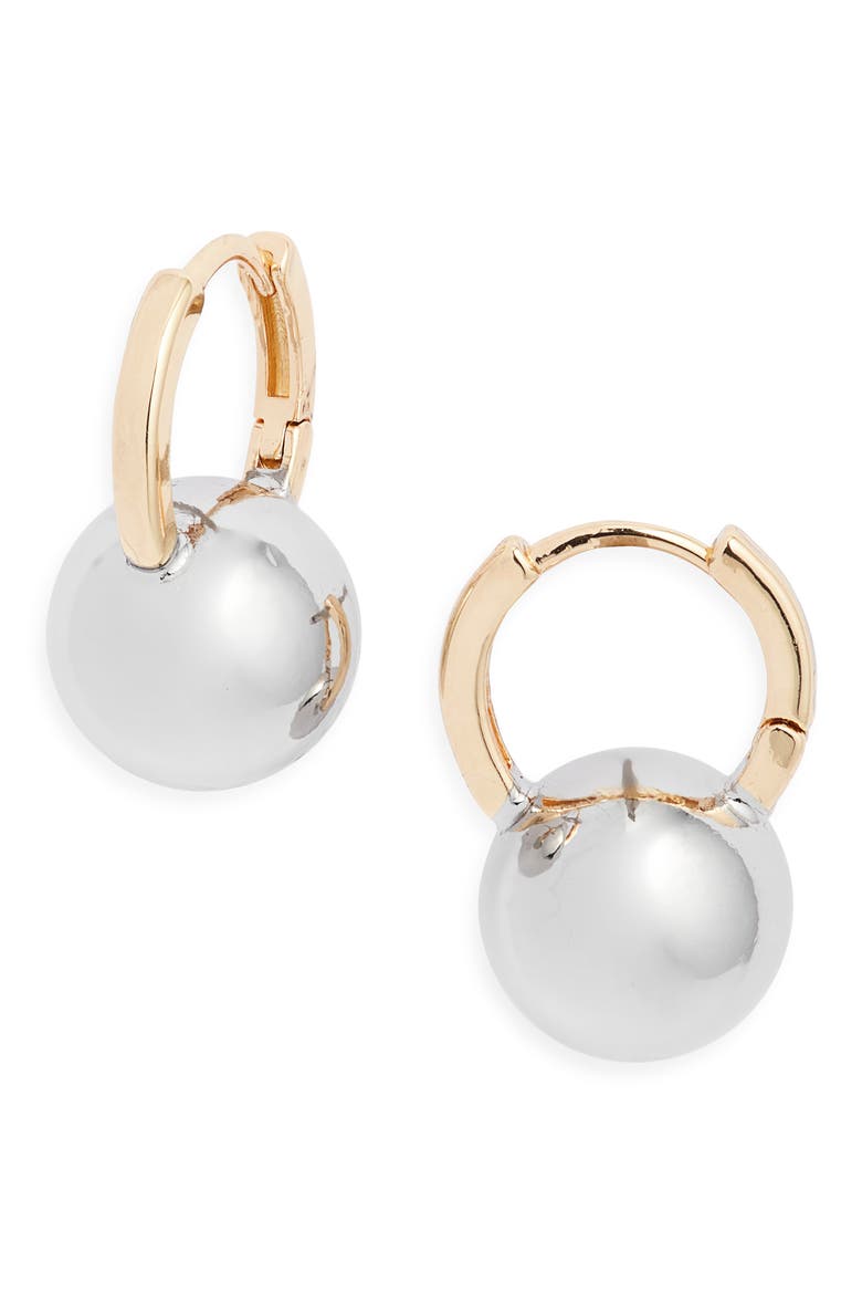 Orb Drop Huggie Hoop Earrings, Main, color, GOLD- SILVER