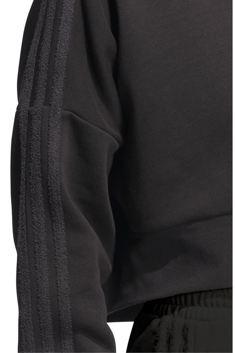 Cozy 3-Stripe Pullover Sweatshirt, Alternate, color, BLACK