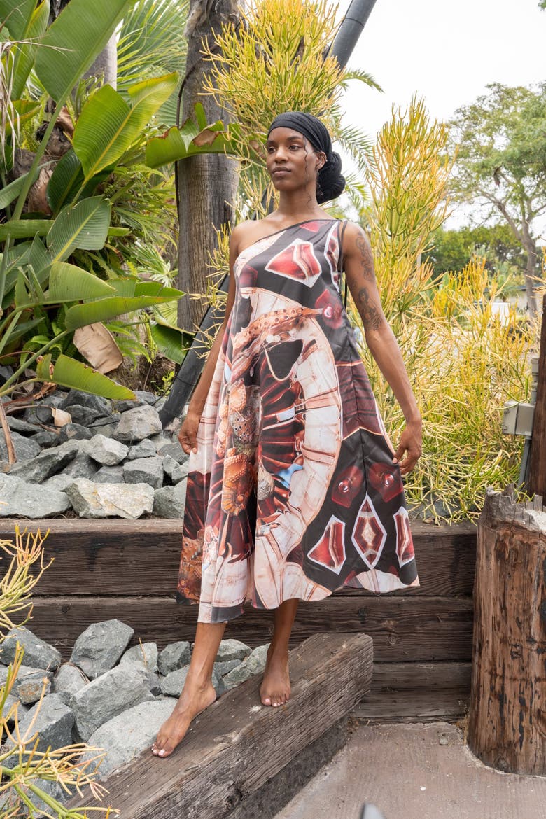 Machina Afrofuturism Halter Dress, Alternate, color, Multicolor