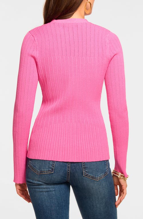 Ramy Brook Lorenza V Neck Cardigan Sweater In Pink