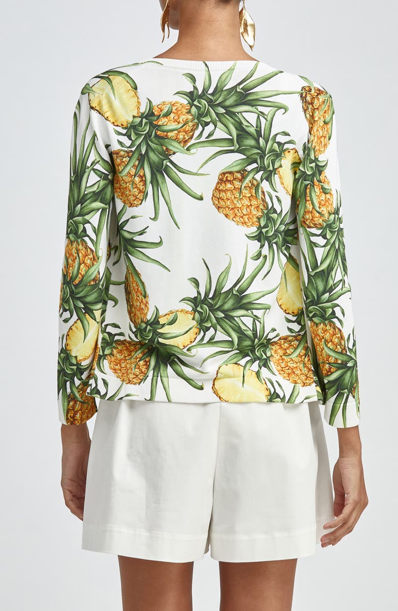 Oscar de la Renta Pineapple Print Cardigan, Alternate, color, 