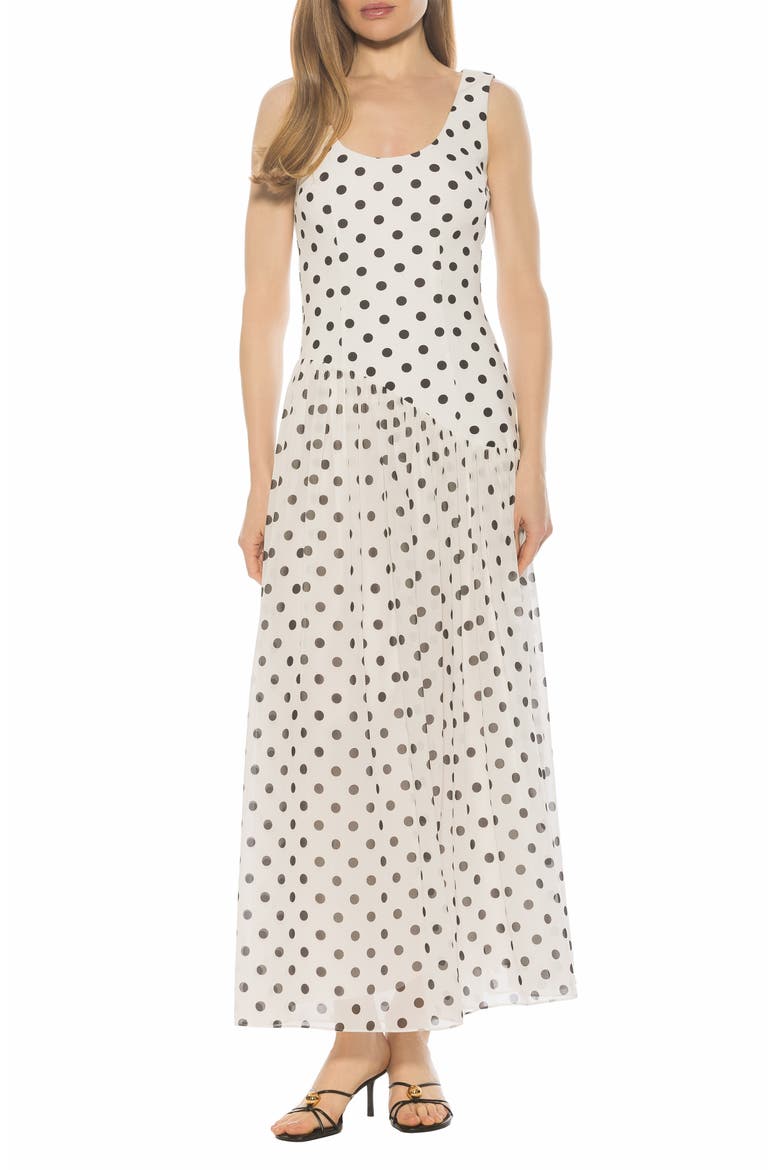 Elowen U-Neck Maxi Dress, Main, color, IVORY POLKA