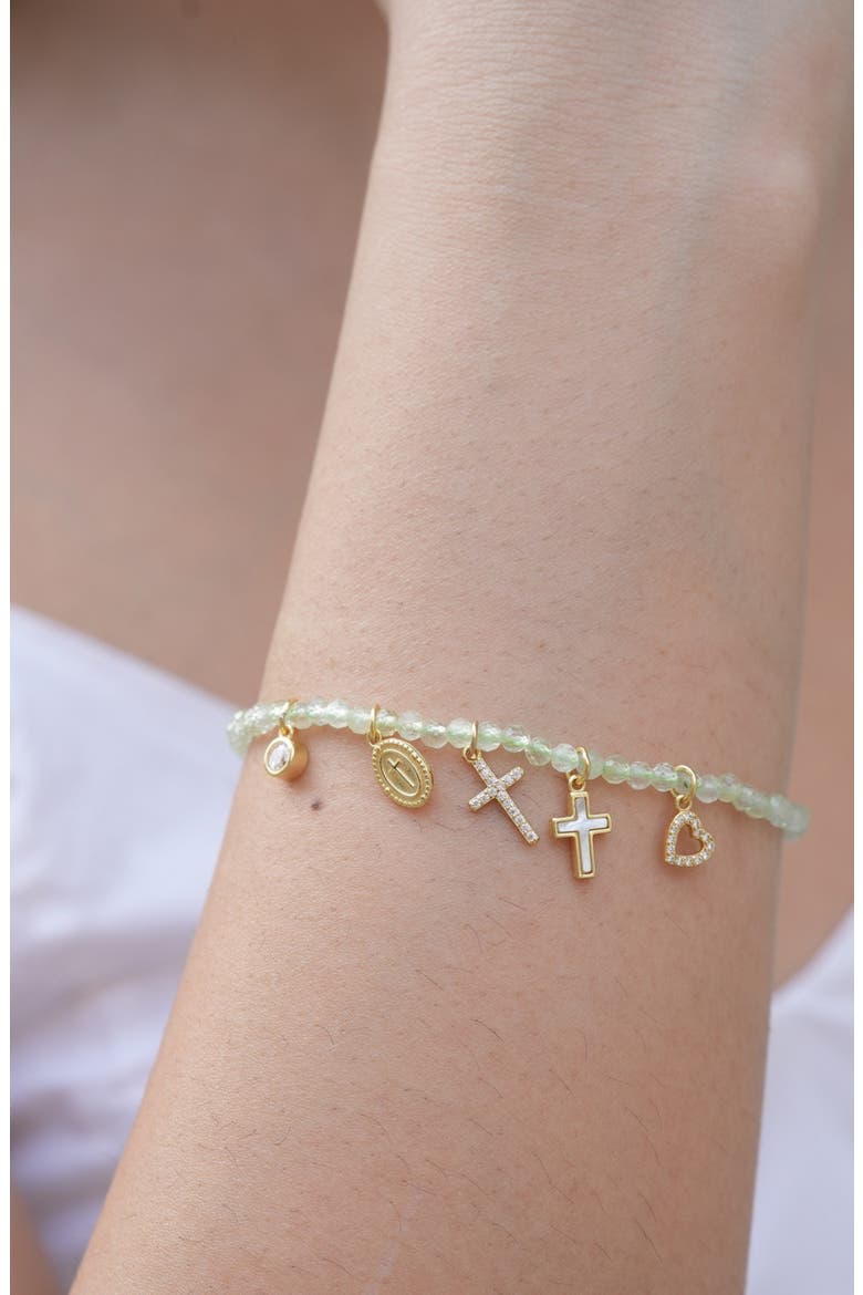 Faith Beaded Charm Bracelet, Alternate, color, GOLD/ GREEN