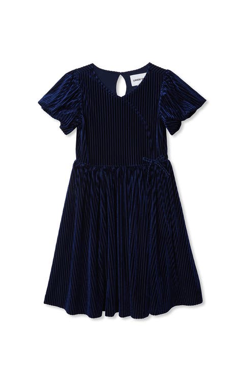 Girls Bubble Short Sleeve Velour Dress