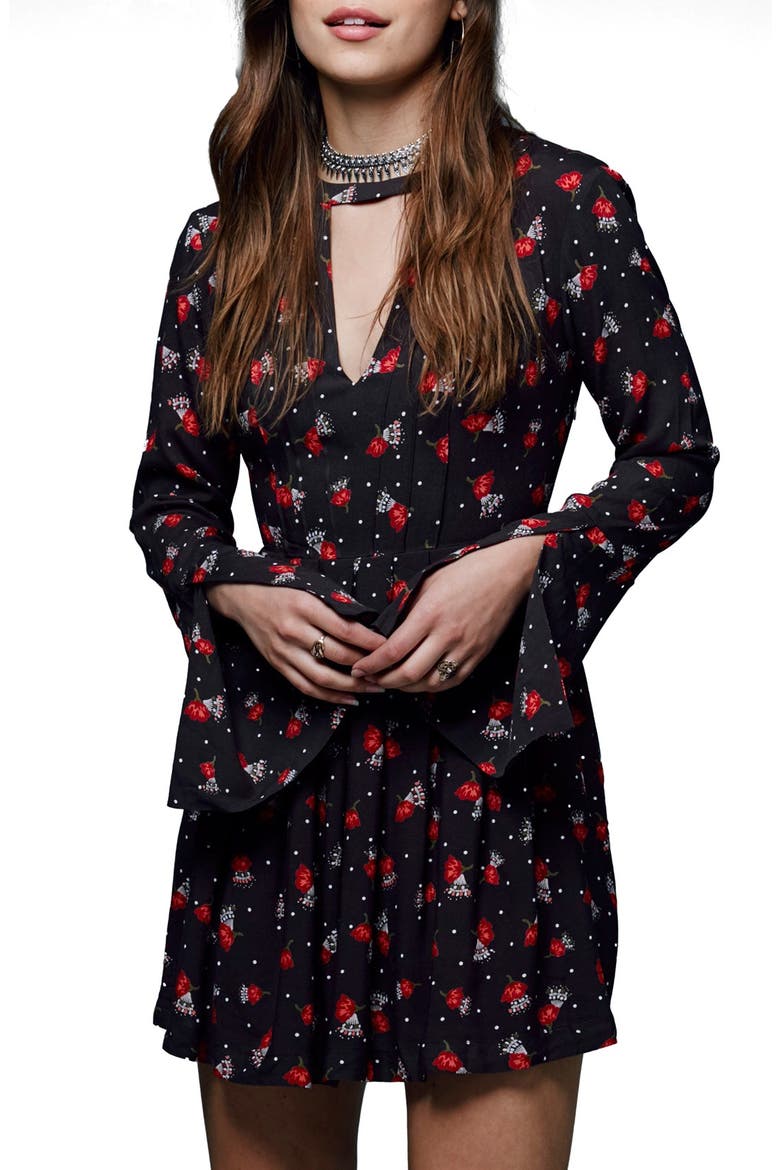 'Tegan' Minidress, Main, color, BLACK COMBO