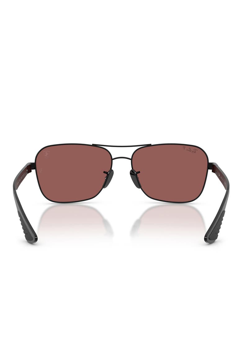 58mm Ferrari Polarized Square Sunglasses, Alternate, color, BLACK / PURPLE