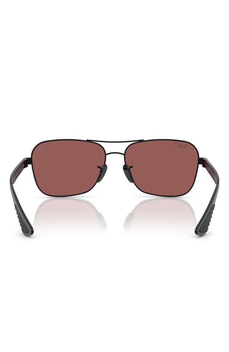 Ray-Ban 58mm Ferrari Polarized Square Sunglasses, Alternate, color, Black / Purple