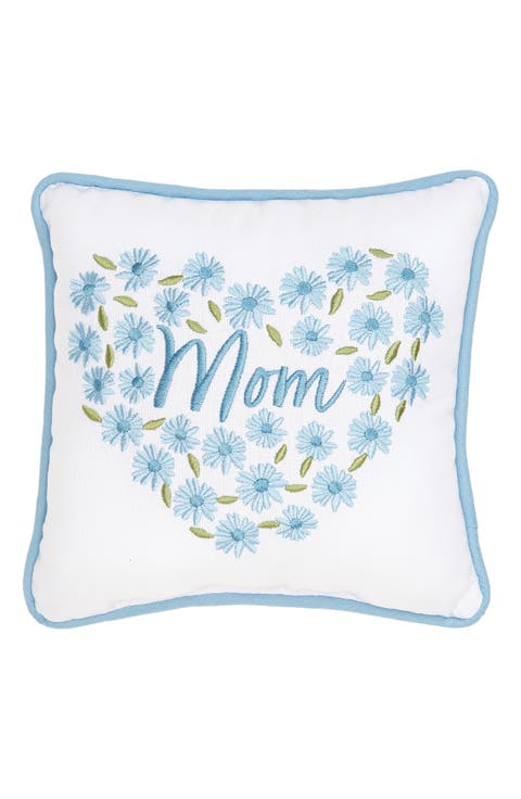 Mom Floral Heart Accent Pillow