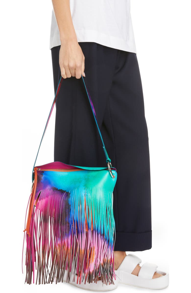 Dries Van Noten Tie Dye Fringe Shoulder Bag, Alternate, color,