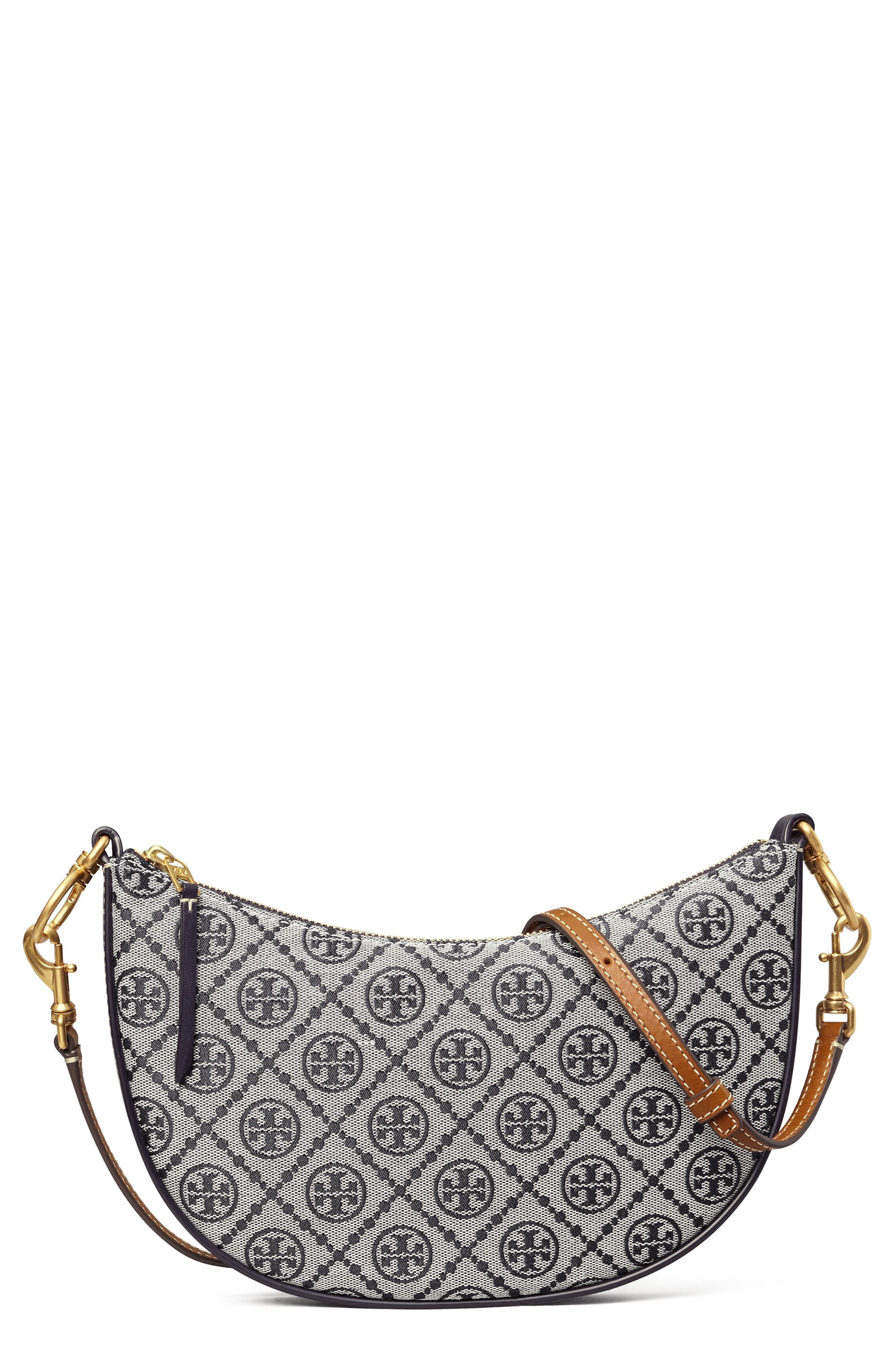 Tory Burch Mini T Monogram Jacquard Hobo Bag, Main, color, 