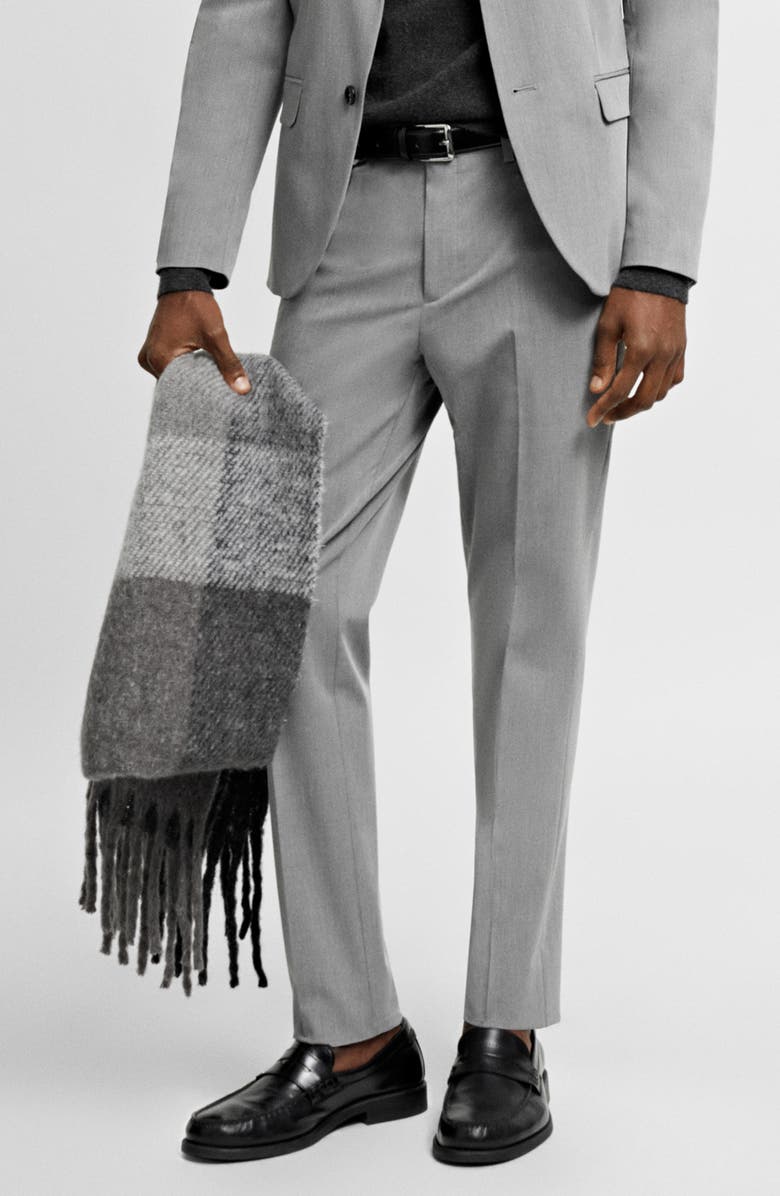 MANGO Superslim Fit Flat Front Stretch Dress Pants, Main, color, Grey