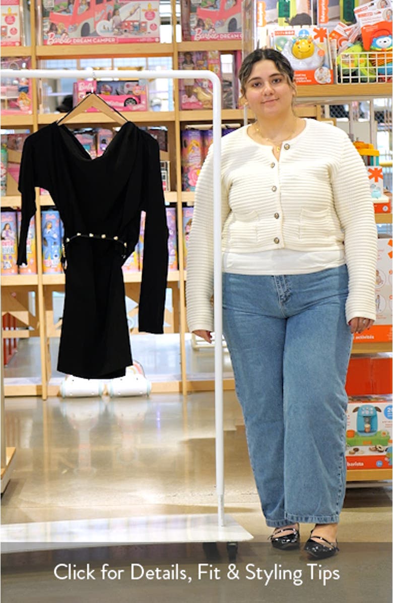 Belted Long Sleeve One-Shoulder Minidress, sales video thumbnail