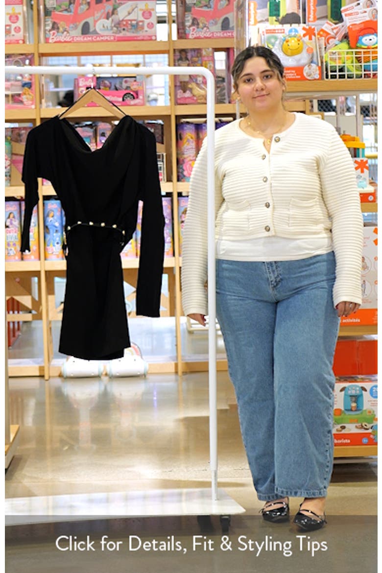 Belted Long Sleeve One-Shoulder Minidress video