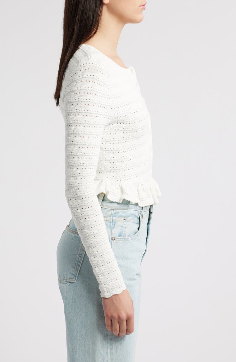 LoveShackFancy Rogan Pointelle Cardigan, Alternate, color, Ivory
