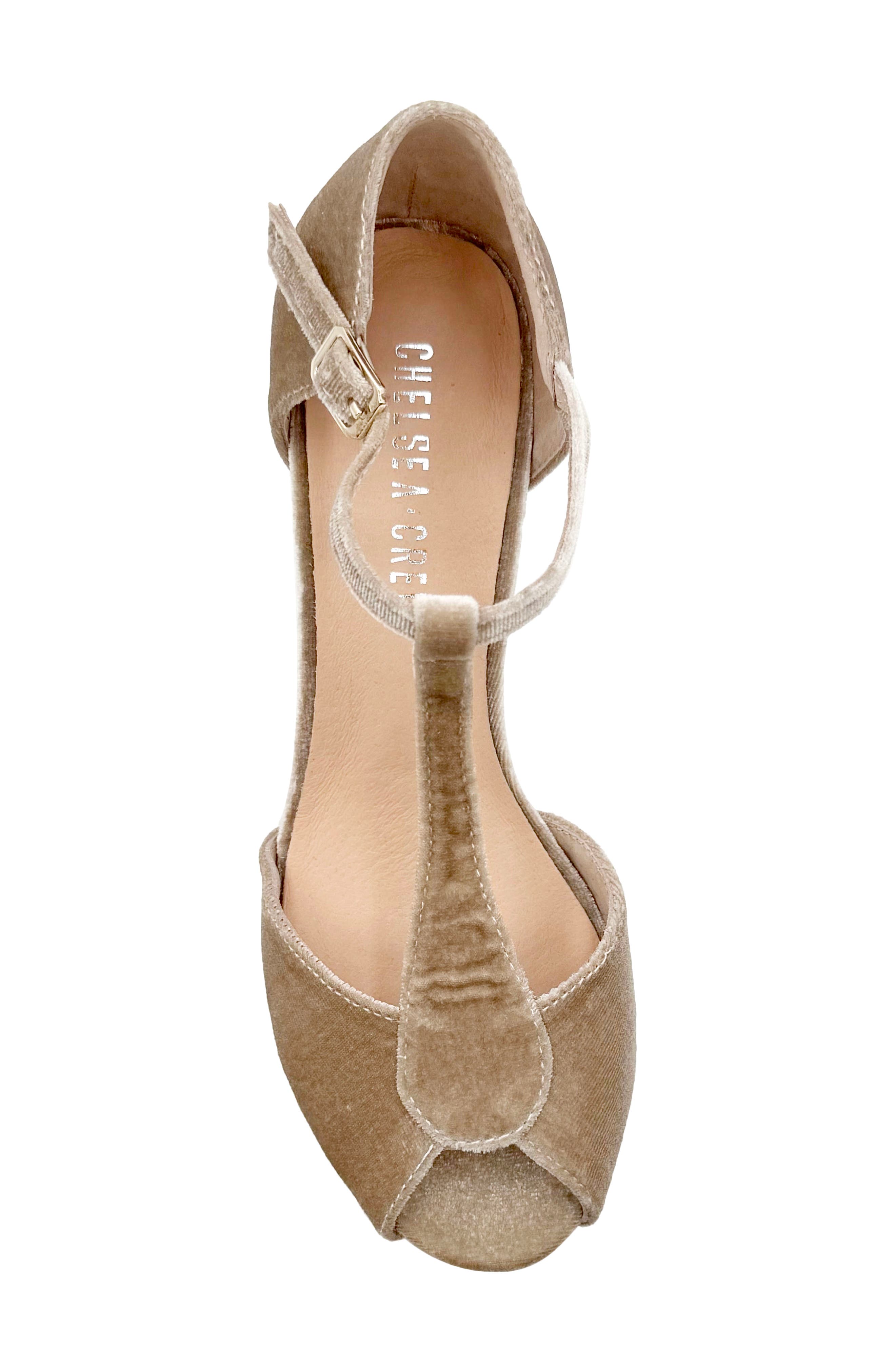 CHELSEA CREW Blondie T-Strap Sandal, Alternate, color, Cream Velvet