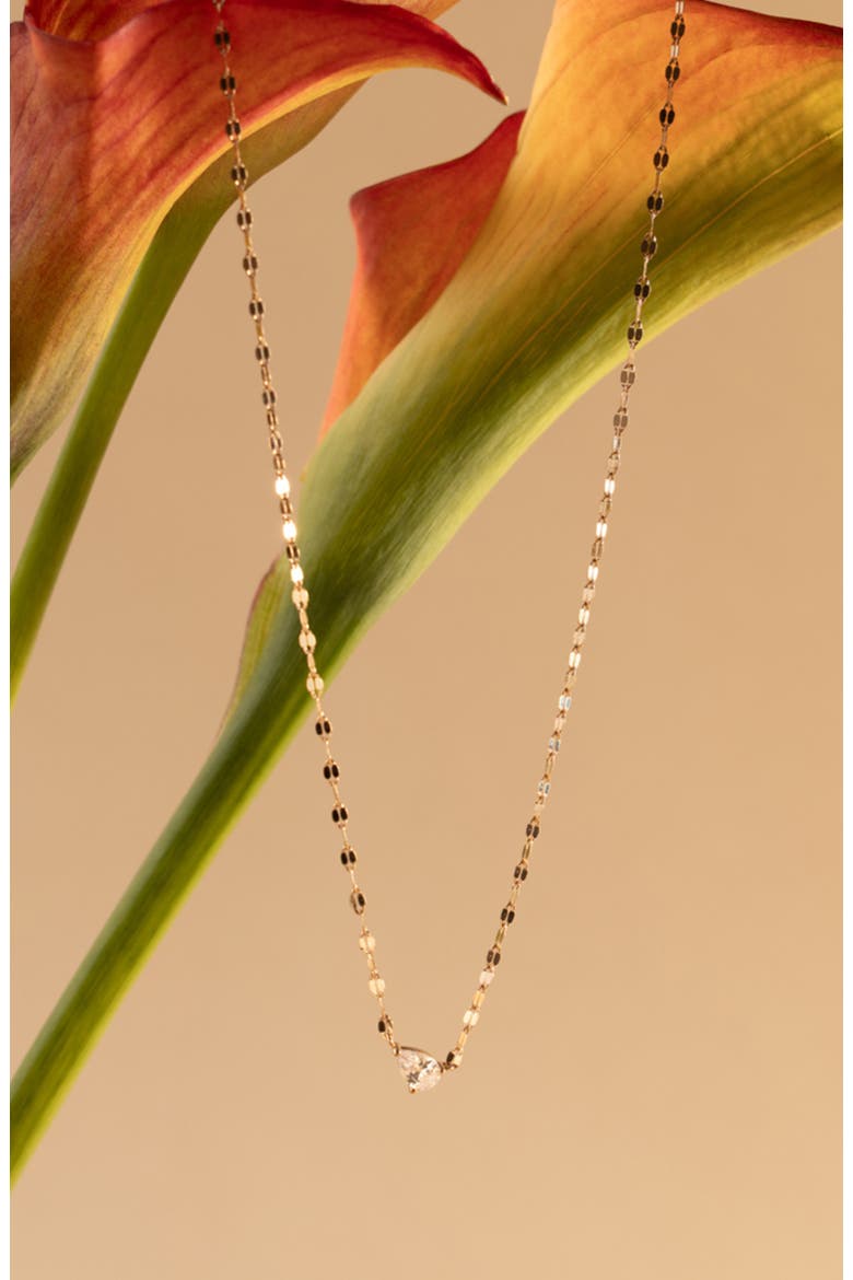 Dew Drop Solitaire Necklace, Alternate, color, Gold Vermeil