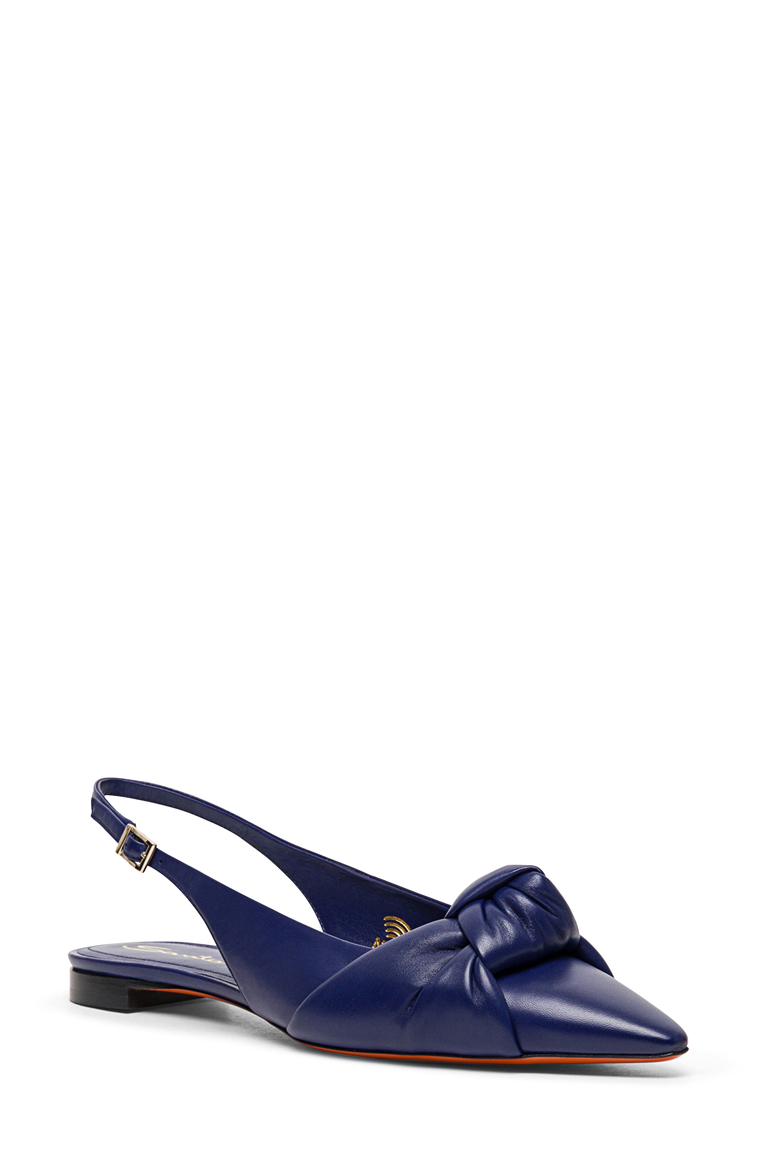 Slingback Pointed Toe Flat, Main, color, BLUE