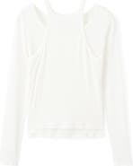 MANGO Layered Look Long Sleeve Rib T-Shirt