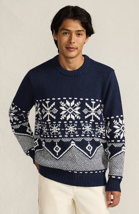 Long Sleeve Holiday Snowflake Crewneck Sweater
