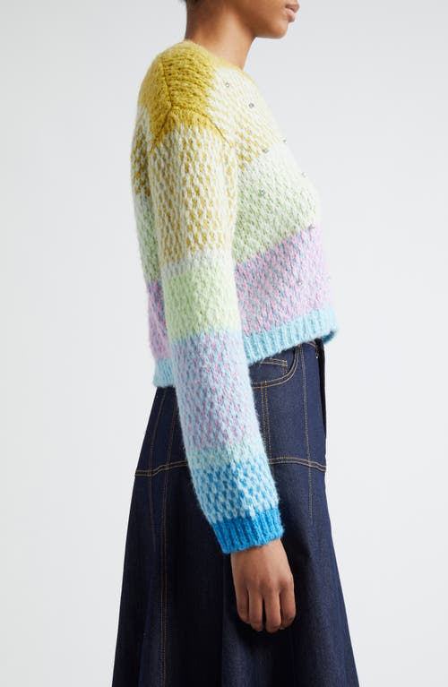Cinq À Sept Caspar Ombré Stripe Crewneck Sweater In Willow Multi