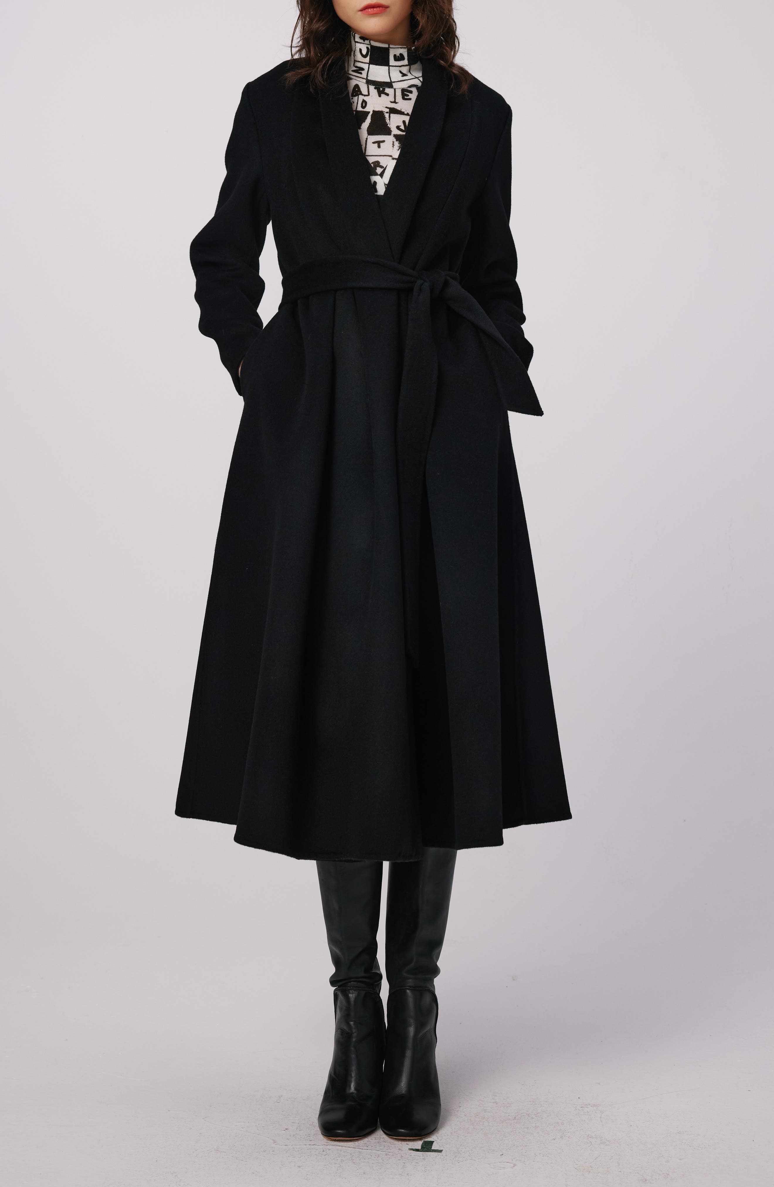 Dvf Bubba Wool Wrap Coat In Black