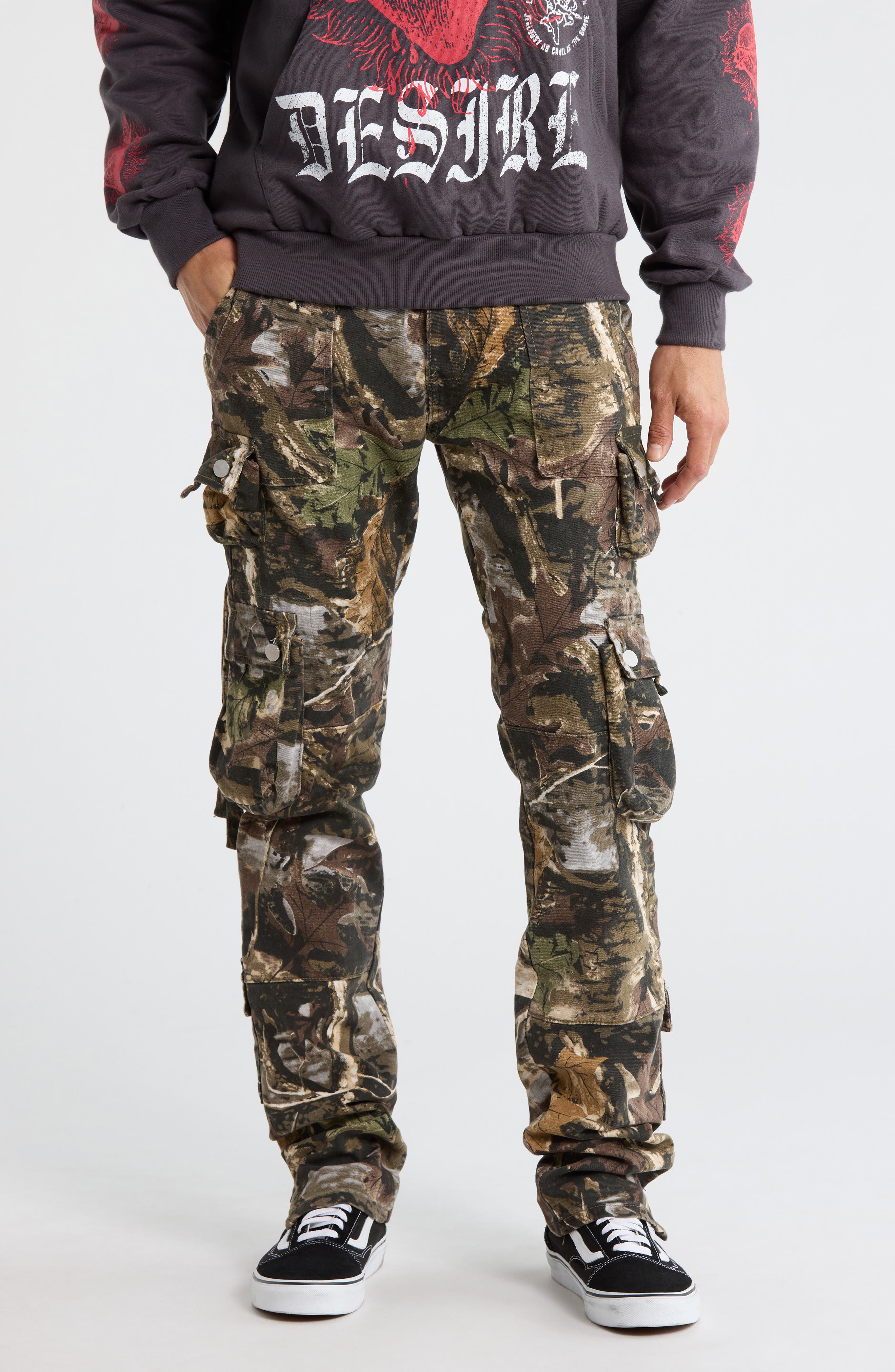 mnml Camo Print Straight Leg Jeans