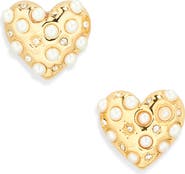 Lele Sadoughi Celestial Faux Pearl Heart Stud Earrings