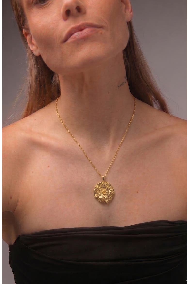 Flower Pendant Rope Necklace In Gold, Alternate, color, Gold