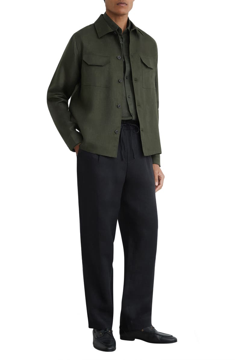 Reiss Polasio Linen Overshirt, Alternate, color, Midnight Green