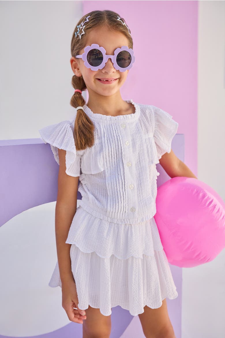 Kids' Tiered Skort, Alternate, color, White Seersucker