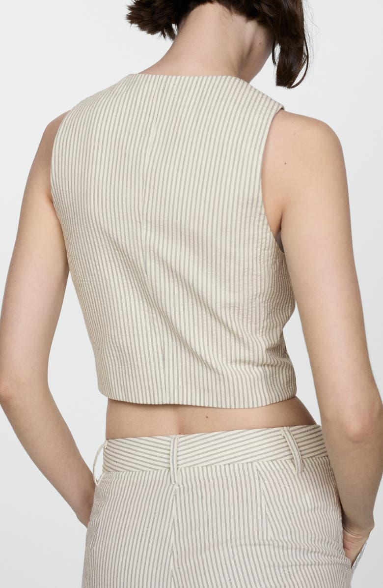 MANGO Stripe Cotton Seersucker Crop Vest, Alternate, color, 