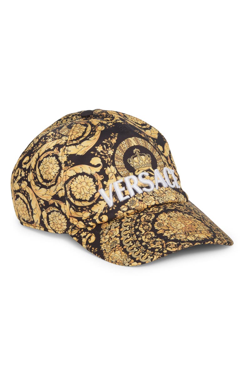 Versace Baroque Print Twill Baseball Cap, Main, color, 