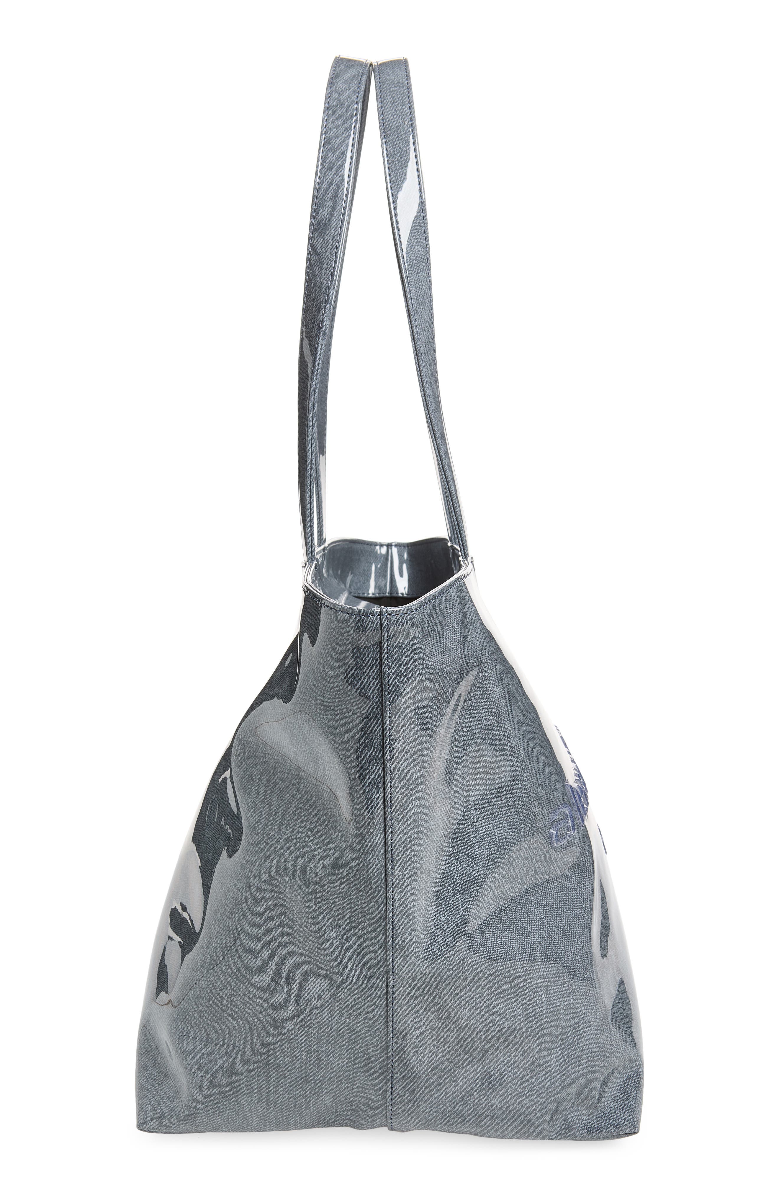 Alexander Wang Punch Lacquered Denim Tote Bag, Alternate, color, Navy