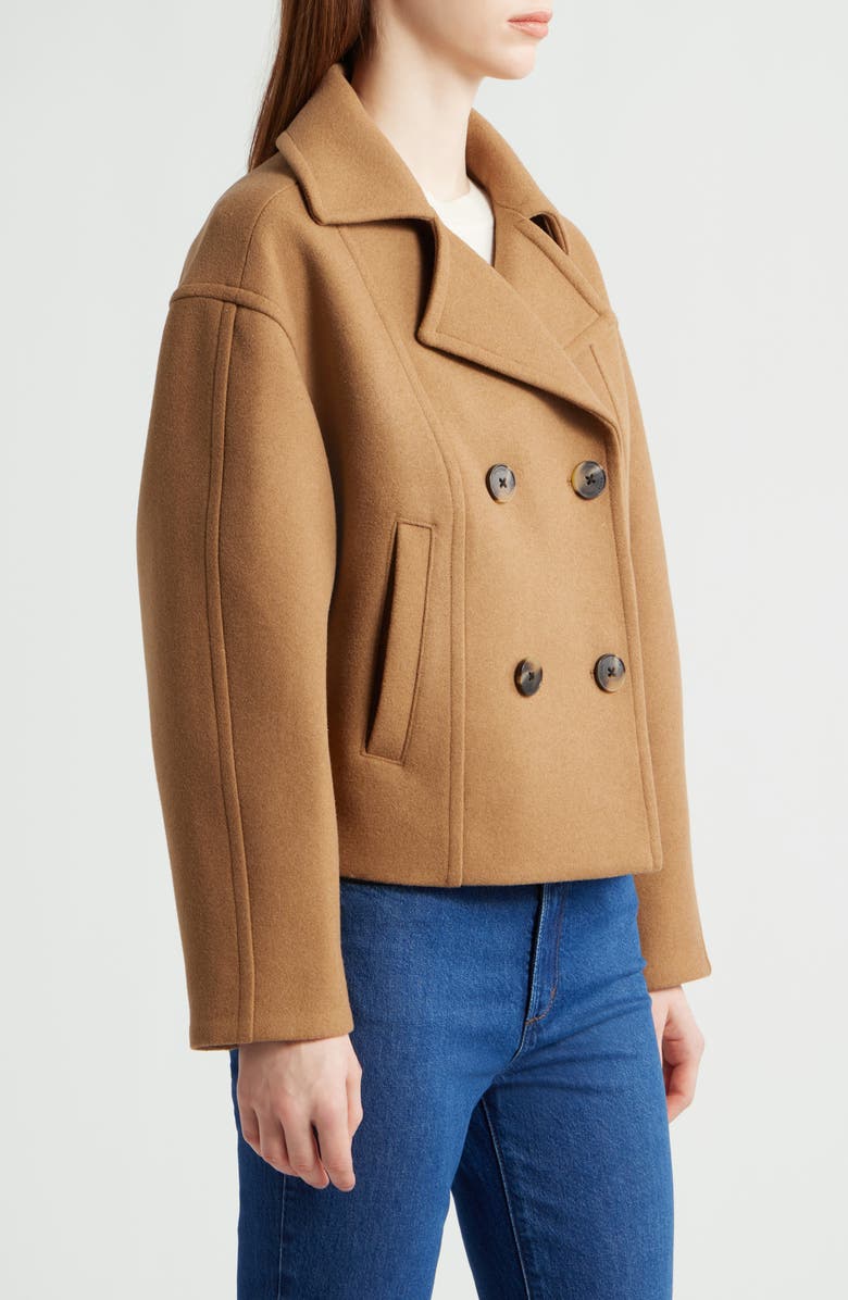 Michael Kors Drop Shoulder Oversize Crop Coat, Alternate, color, Dark Camel